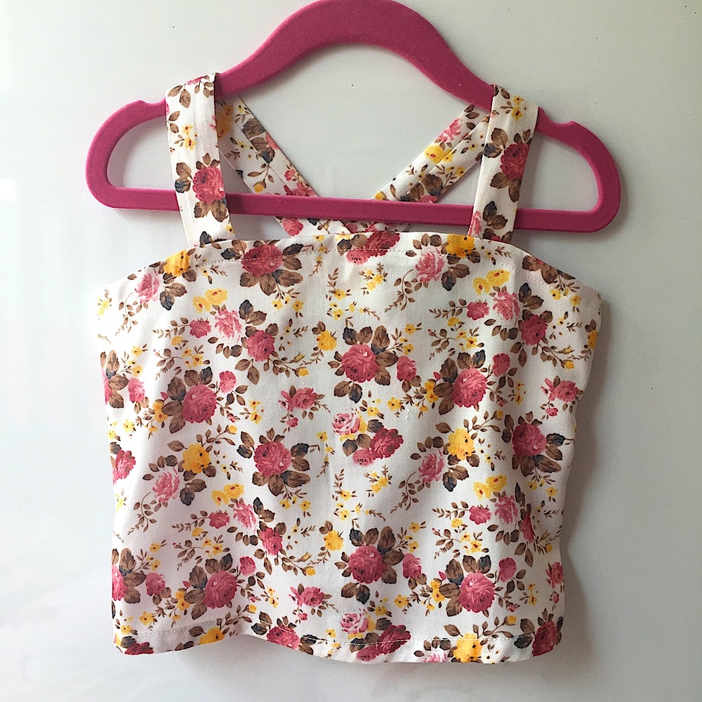 🆕 Right Bank Babies Girls 3T Tank Cream Rose Floral Adjustable Straps Boutique